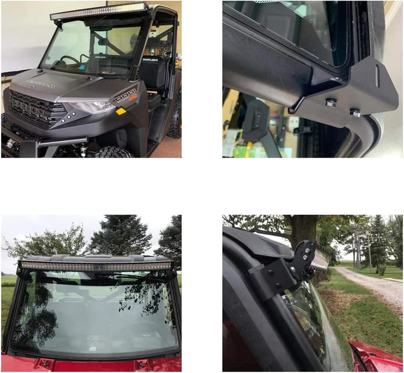 DarSeity Front Upper Windshield Pro-fit Cage 50 inch Curved Straight Light Bar Mount Bracket for Polaris Ranger 500 570 Crew XP 900 1000 - Image 4